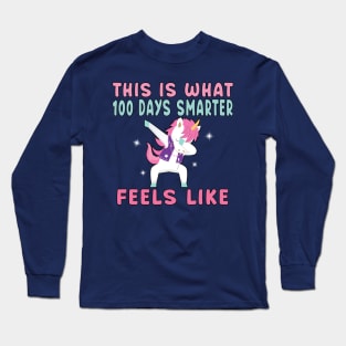 Dabbing Unicorn 100 Days Smarter Student Kids. Long Sleeve T-Shirt